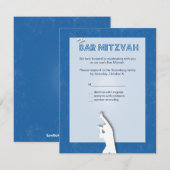Rock Star Bar Mitzvah Reply Card in Blue RSVP Kaartje (Voorkant / Achterkant)