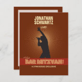 Rock Star Bar Mitzvah Reply Card in Brown RSVP Kaartje (Voorkant / Achterkant)