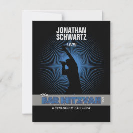 Rock Star Bar Mitzvah RSVP Reply Black Silver Kaartje