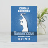 Rock Star Bar Mitzvah Uitnodiging in Blue (Staand voorkant)