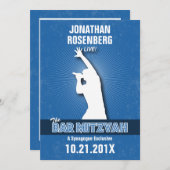 Rock Star Bar Mitzvah Uitnodiging in Blue (Voorkant / Achterkant)