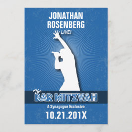 Rock Star Bar Mitzvah Uitnodiging in Blue