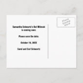 Rock Star Bat Mitswa Save the Date-Paarse Roze Aankondigingskaart (Achterkant)