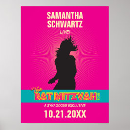 Rock Star Bat Mitzvah Poster in Hot Pink
