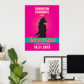 Rock Star Bat Mitzvah Poster in Hot Pink (Thuiskantoor)