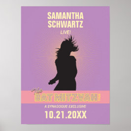 Rock Star Bat Mitzvah Poster-Paars Roze Poster
