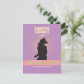 Rock Star Bat Mitzvah Reply Kaart-Paarse Roze RSVP Kaartje (Staand voorkant)