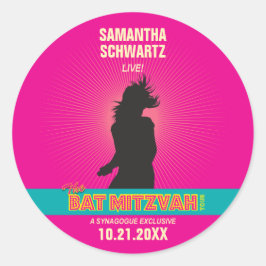 Rock Star Bat Mitzvah Sticker in Hot Pink
