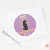 Rock Star Bat Mitzvah Sticker-Paarse Roze Ronde Sticker (Envelop)