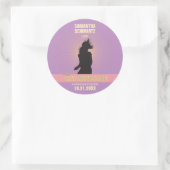 Rock Star Bat Mitzvah Sticker-Paarse Roze Ronde Sticker (Tas)