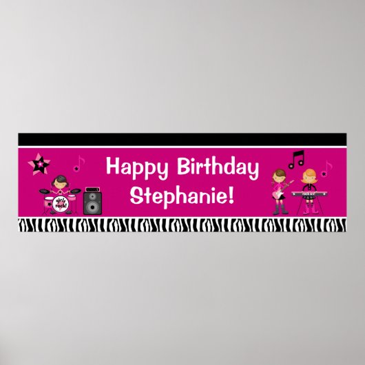 Rock Star Birthday Banner 40x12 Poster (Voorkant)
