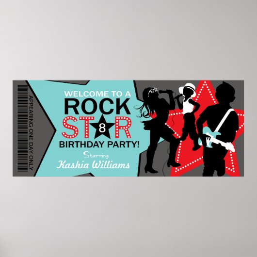 Rock Star Birthday Banner Poster (Voorkant)