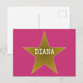 Rock Star Birthday Bedankt voor Briefkaart Pink Go (Voorkant / Achterkant)