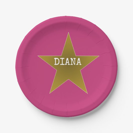 Rock Star Birthday Bord Pink Gold (Voorkant)