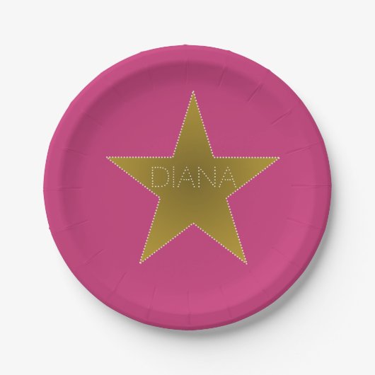 Rock Star Birthday Bord Pink Gold (Voorkant)