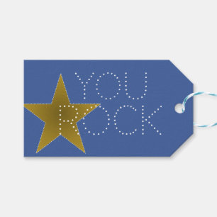 Rock Star Birthday Gift Labels Blue Gold Cadeaulabel