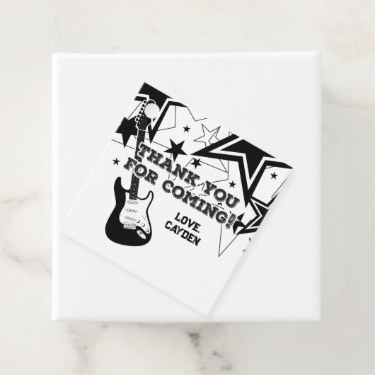 Rock Star Birthday Guitar black and white stars Bedankjes Labels (In situ)