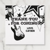 Rock Star Birthday Guitar black and white stars Bedankjes Labels (Voorkant)