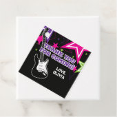 Rock Star Birthday Guitar Pink Paars Bedankt Bedankjes Labels (In situ)