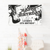 Rock Star Birthday Guitar Stars Black and White Spandoek (Insitu)