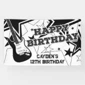 Rock Star Birthday Guitar Stars Black and White Spandoek (Horizontaal)