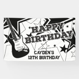 Rock Star Birthday Guitar Stars Black and White Spandoek