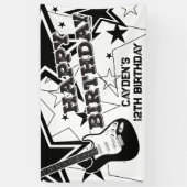 Rock Star Birthday Guitar Stars Black and White Spandoek (Verticaal)