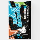 Rock Star Birthday Guitar Stars Blue Oranje Banner (Verticaal)