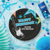 Rock Star Birthday Guitar Stars Blue Oranje Papieren Bordje (Feest)