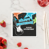 Rock Star Birthday Guitar Stars Blue Oranje Servet (Insitu)