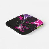 Rock Star Birthday Guitar Stars Pink Paars Papieren Bordje (Gebogen)