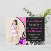 Rock Star Birthday Invitation 5x7 Photo Card Kaart (Staand voorkant)