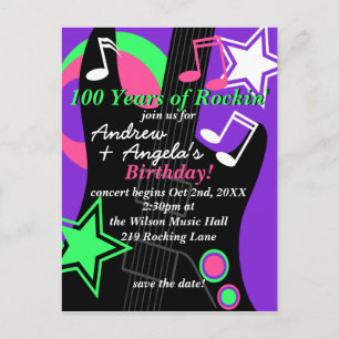 Rock Star Birthday Invitation Briefkaart