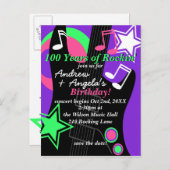 Rock Star Birthday Invitation Briefkaart (Voorkant / Achterkant)