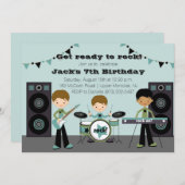 Rock Star Birthday Invitation Kaart (Voorkant / Achterkant)