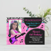 Rock Star Birthday Invitation Pop Star Girl Kaart (Staand voorkant)