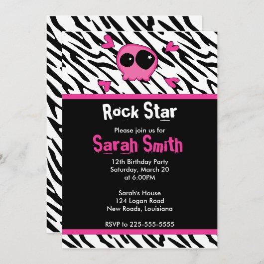 Rock Star Birthday Kaart (Voorkant / Achterkant)