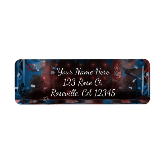 ROCK STAR Birthday Musical Dance Party Invitation Etiket (Voorkant)