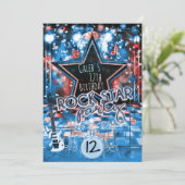 ROCK STAR Birthday Musical Dance Party Invitation Kaart (Staand voorkant)