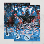 ROCK STAR Birthday Musical Dance Party Invitation Kaart (Voorkant / Achterkant)