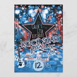 ROCK STAR Birthday Musical Dance Party Invitation Kaart