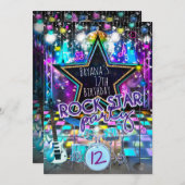 ROCK STAR Birthday Musical Dance Party Invitation Kaart (Voorkant / Achterkant)