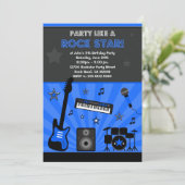 Rock Star Birthday Party Invitation Kaart (Staand voorkant)