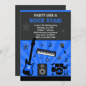 Rock Star Birthday Party Invitation Kaart (Voorkant / Achterkant)