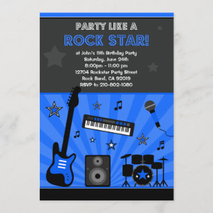Rock Star Birthday Party Invitation Kaart