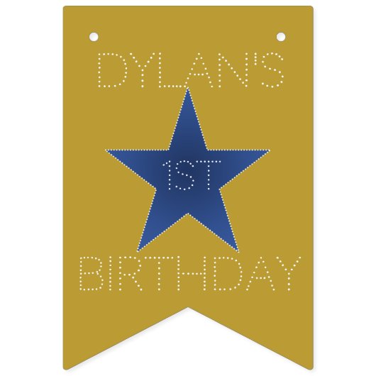 Rock Star Birthday Party Month Banner Blue Gold (Tweede vlag)