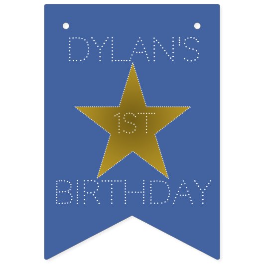 Rock Star Birthday Party Month Banner Blue Gold (Eerste vlag)
