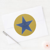 Rock Star Birthday Party Name Stickers Blue Gold (Envelop)