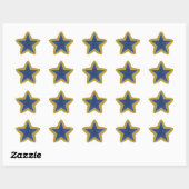 Rock Star Birthday Party Name Stickers Blue Gold (Vel)