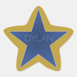 Rock Star Birthday Party Name Stickers Blue Gold